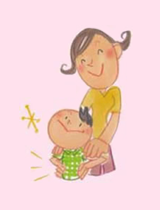 子どもと母親が微笑むイラスト